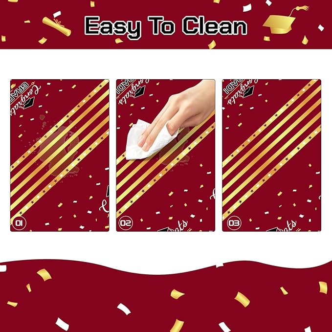 Childom 3 Pack Graduation Tablecloth,Graduation Decorations Class of 2026 Graduation Party Decorations,54"x108"Wine Red and Gold Plastic Table Cloth Disposable Rectangle for Home,School Party Supplies
