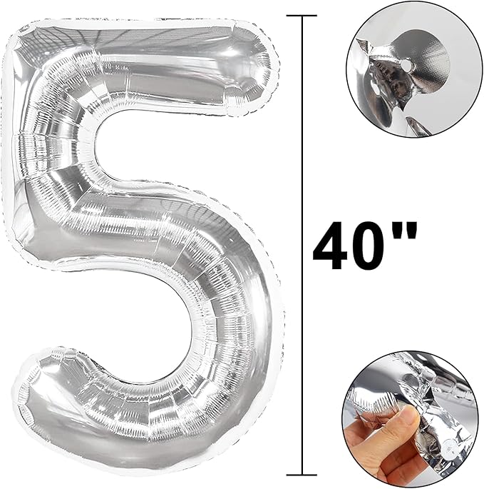 40 Inch Silver Number 25 Digital Balloon,Jumbo Mylar Foil Helium Balloon for 25 Balloons for Birthday Party,Wedding Anniversary Party Decorations