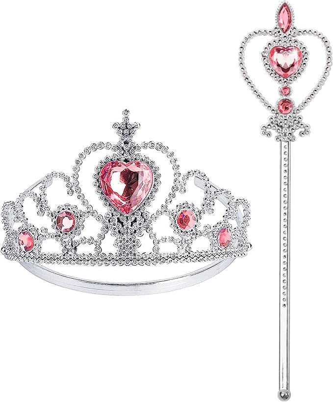 Princess Dress Up Accessories Princess Crown Tiara for Little Girls, Toddler Tiara crown Wand Toy Gifts for 3-6 Girl