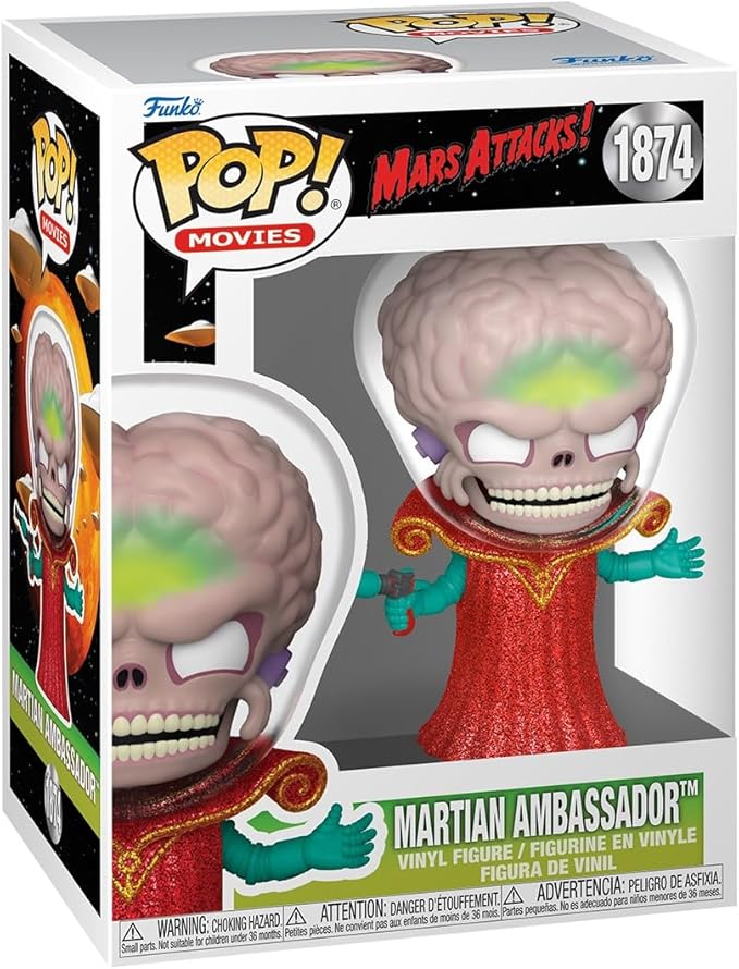 Funko Pop Movies: Mars Attacks - Alien Leader - Martian Ambassador - Mars Attacks Film - Collectable Vinyl Figure - Gift Idea - Official Merchandise - Toys for Kids & Adults - Sci-Fi Fans