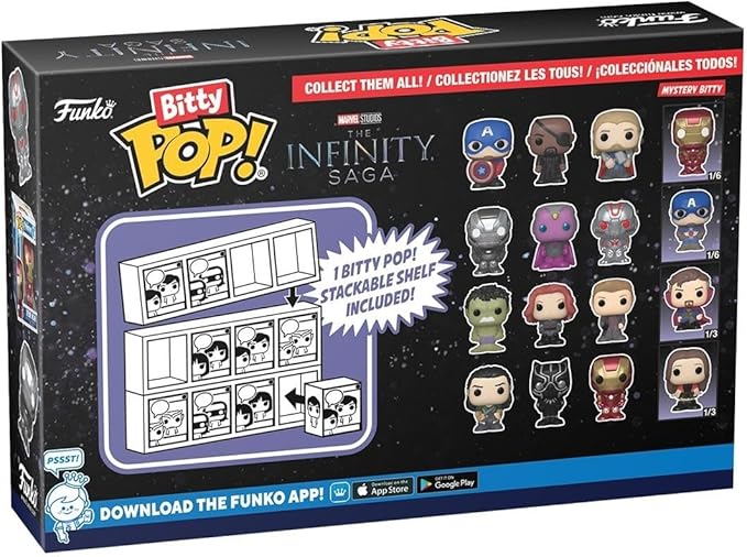 Funko Bitty POP! Marvel - Iron Man and A Surprise Mystery Mini Figure - 0.9 Inch (2.2 Cm) - Marvel Comics Collectable - Stackable Display Shelf Included - Gift Idea - Party Bags Stocking