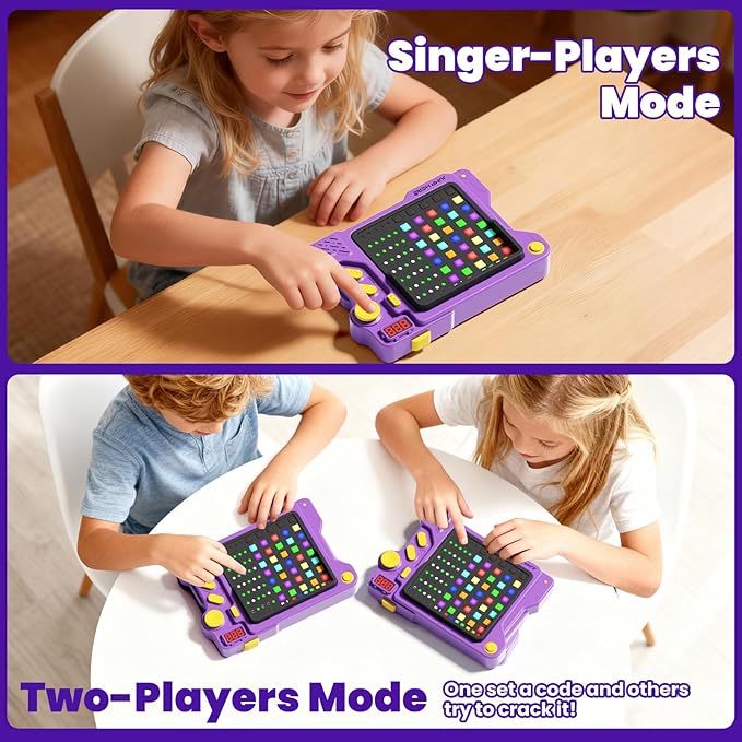 Super Decoder Game, 4-in-1 Code-Breaking Puzzle Game, Handheld Games for Kids and Adults, Birthday Gift for Boys and Girls, Travel Games for Road Trip (Purple)