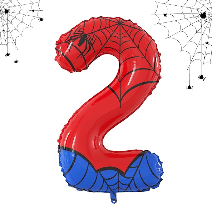 40 Inch Giant Spider Theme Number Foil Balloons Large Number 2 Balloons Kids Party Balloons Birthday Party Decorations Supplies Number 0-9 Available for Kids' Birthday Anniversary Party