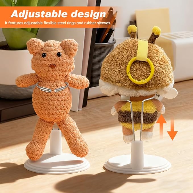 6-Pack Doll Display Stands for 4-8 inch Dolls, Adjustable Flexible Holder with Rubber Grips for 6.8" Action Figures & Collectibles