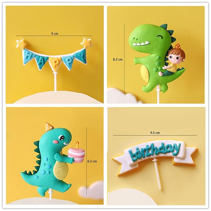Gyufise 10 Pack Dinosaur Cake Decorations Dinosaur Babyshower Happy Birthday Cupcake Topper Dinosaur Cake Toppers for Kids Birthday Baby Shower Party Supplies