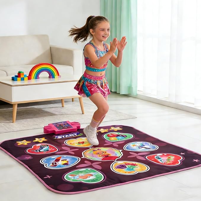 Dance Pad, Electronic Music Mat with LED Lights, Foldable Nonslip Playmat with 80 Sounds, Interactive Fun for Kids Ages 3 to 12 (Pink)