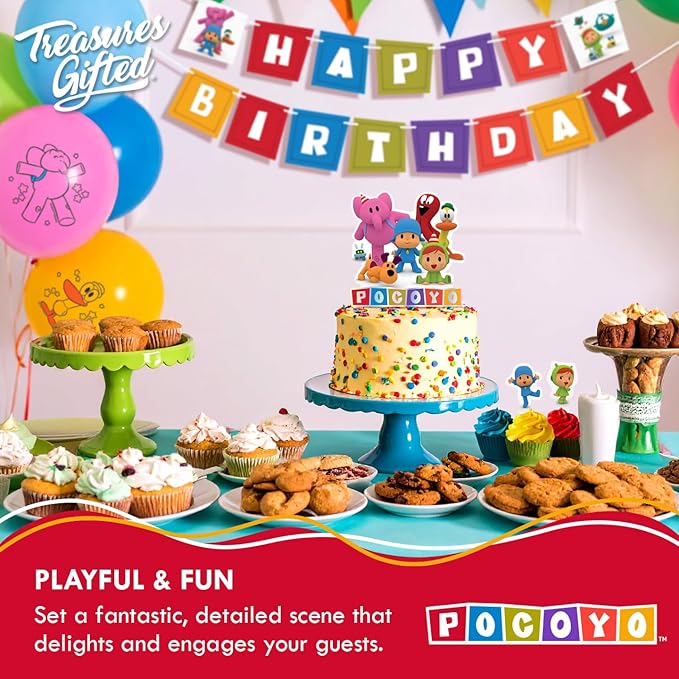 Treasures Gifted Officially Licensed Pocoyo Party Supplies Banner - (1) Pre-strung Banner - Pocoyo Birthday Decorations