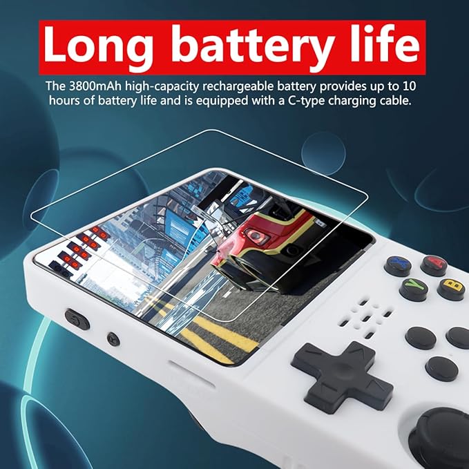 New Upgraded R36S Retro Handheld Video Game Console Linux System 3.5 Inch IPS Screen Portable Pocket Video Player 128GB Games, 21 Emulator (White )