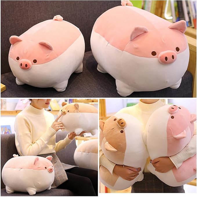 Levenkeness Soft Fat Pig Plush Hugging Pillow,Cute Piggy Stuffed Animal Doll Toy Gifts for Bedding, Kids Birthday, Valentine, Christmas (Brown, 19.7")