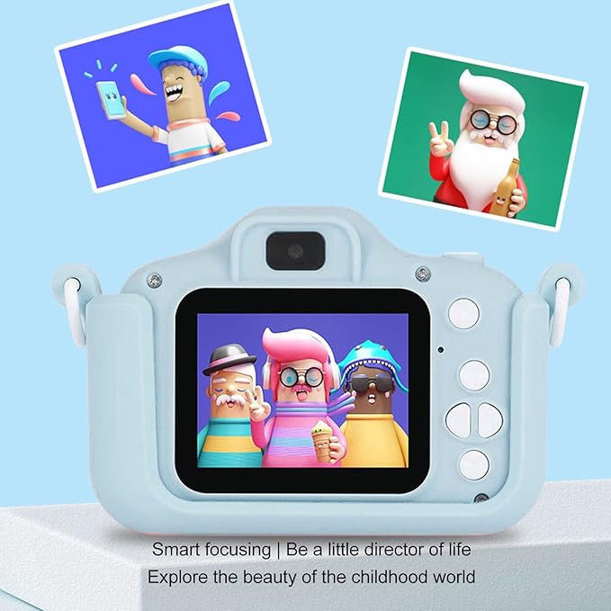 GOWENIC X7 Butterfly Kids Camera with 2 Inch Screen, Dual Cameras, Support MP3 Video Recording Toddler, ABS and Silicone Material, for Kids Ages 3 to 10 Years Old, Birthday Gift(Blue)