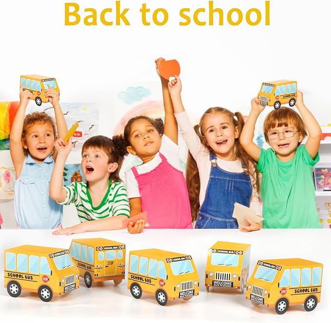 ZOIIWA 12 PCS School Bus Party Treat Boxes School Bus Decorations Back to School Party Favor Boxes First Day of Yellow School Bus Candy Box Birthday Gift Welcome Back to School Classroom Party Decor