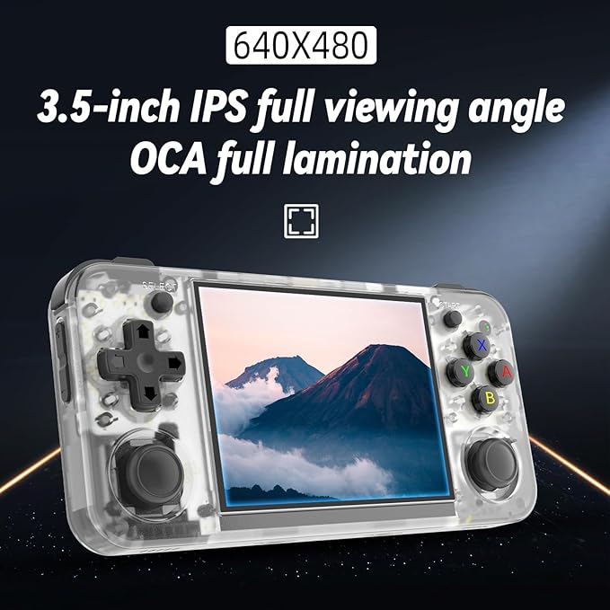 RG35XX H Retro Game Console,3.5 Inch IPS Screen Built-in 64GB+128GB TF Card,with 3300mAh Battery Linux System Games Consoles,Support HD and TV Output Casual Game Console(White)