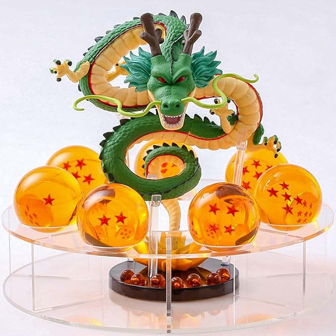 The Novel Children's Toy Dragon Transparent Play Balls Set Contains Dragon Statue + Ball 4.3cm + Acrylic Base + LED Disc+Gift Box Star can be Used as Home Decoration, Birthday Gifts and Toys