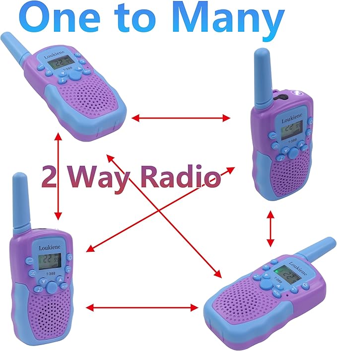 Walkie Talkies for Kids 22 Channels 2 Way Radio Toy, Toys for 3-12 Year Old Boys Girls, with Backlit LCD Flashlight, 3 Miles Range for Outside, Camping, Hiking (1 Pair, Purple Blue)