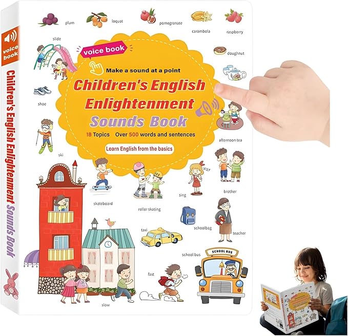500-Word Audio Learning Book, English Words Sound Book for Kids,Tap to Learn 18 Daily Topics Vocabulary,500+ Words Talking Interactive Audio Books for Early Learning English