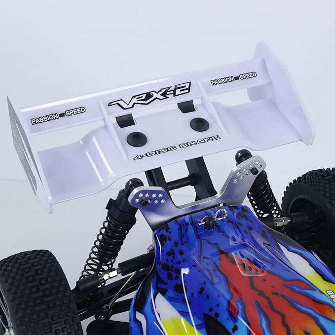 1/8 RH812 Remote Control Off Road Vehicle AWD High Speed RC Model Car 6KG Servo Metal Upper Control Arms Rear Wing Charger Hobby Grade Model for Adult(Blue)
