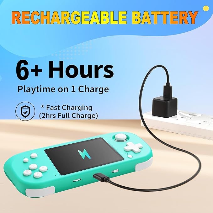Handheld Game for Kids with 3.5'' IPS Screen 139 Preloaded 32 Bit Electronic Video Games, Portable Rechargeable Gaming Player Toy for Boys Girls Seniors Gift (Parrot Green)
