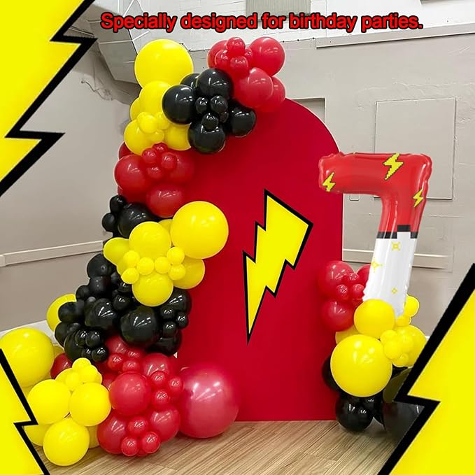 40 Inch Red White Cartoon Theme Number Balloons Large Birthday Party Number Balloons Cartoon Animation for Kids Birthday Party Decoration Supplies (Number 7)