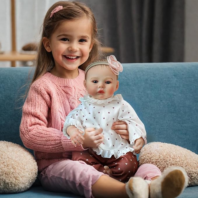 Reborn Baby Dolls - 18 Inch Realistic Baby Doll Girl, Real Life Baby Dolls with Cute Soft Vinyl Body, Real Baby Doll Newborn Lifelike Baby Gift with Accessories for 3+ Years Old Kids
