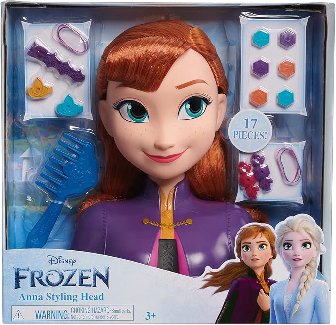 Disney’s Frozen 2 Anna 7.5-inch Styling Head, 17-Pieces, Dress Up and Pretend Play, Kids Toys for Ages 3 Up by Just Play