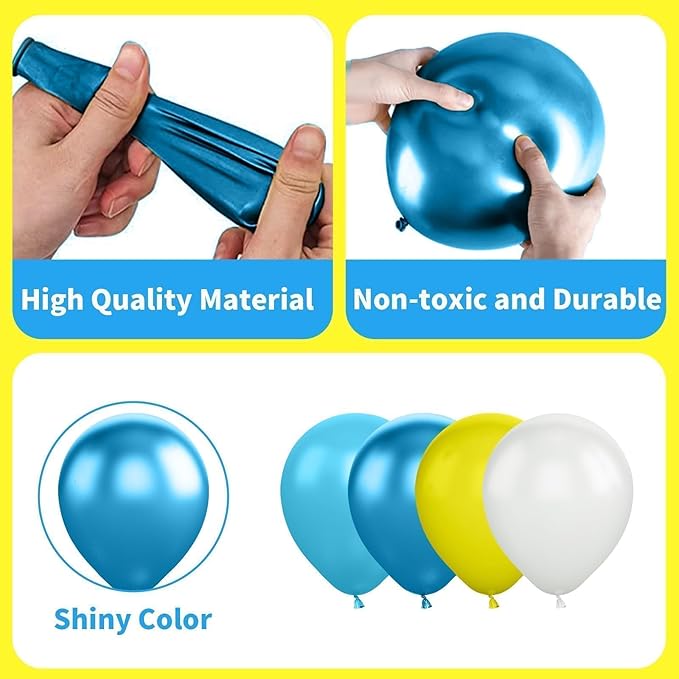 Yellow Blue Clear Balloon, 60 Pcs 12 Inches Metallic Blue Balloons for Underwater Theme Party Decorations Birthday Balloons Baby Shower Engagement Party Supplies