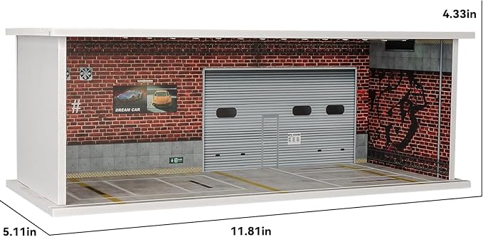 1:64 Car Model Display Case with Lights for Hot Wheels,Matchbox Cars,Diecast Alloy Small Truck Collectibles Storage Box (Garage NO.5)