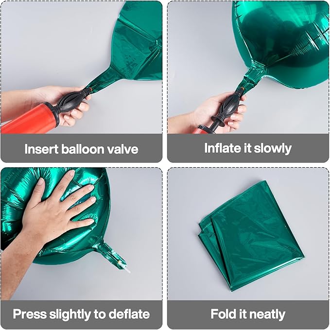 PartyWoo Dark Green Foil Balloons 6pcs 22 Inch Large Round Foil Big Giant 4D Jumbo Inflatable Mirror Ball Mylar Balloons for Baby Shower Wedding Safari Dinosaur Woodland Themed Party Decorations