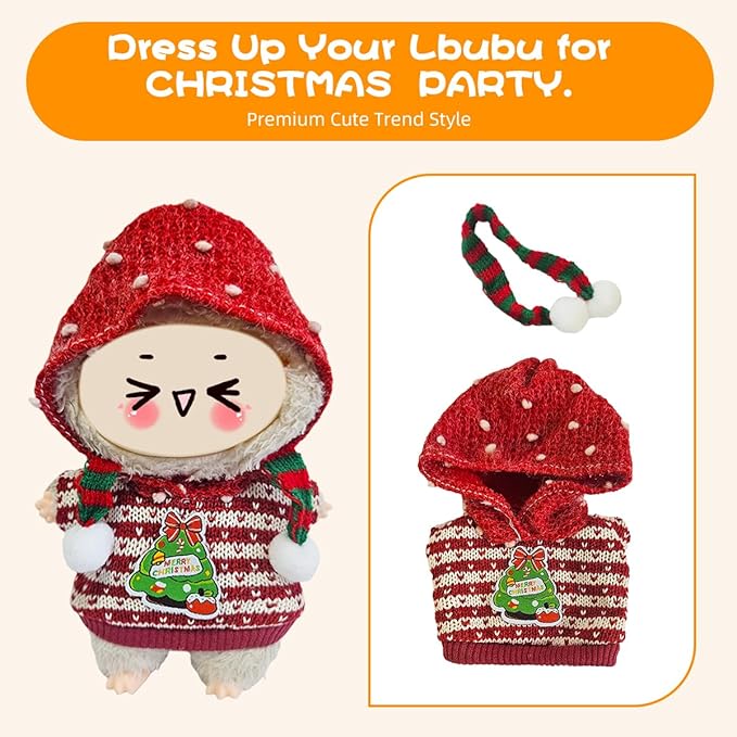 5 Complete Style Clothes Sets for 17cm Dolls - Hat & Overalls Dress Up Outfit for 17cm 15cm Dolls,Designer Outfits Bundle with Luxury/Cute/Sporty Themes, Gift for Doll Lovers (Christmas, 17cm/15cm)