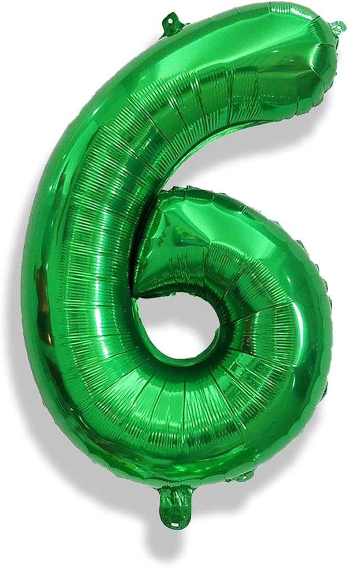 Giant Number Balloons 6, Dark Green 0-9 Set Number Balloons for Women Men, 40 Inch Foil Helium Number Balloon for Boys Girls 6th Birtyday Party Decor Jungle Anniversary Decorations Supplies