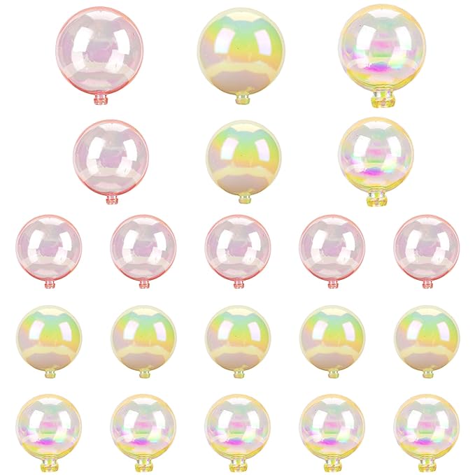 Gyufise 21Pcs Colorful Balls Cake Toppers Clear White Pink Mini Balloons Cupcake Topper DIY Cake Insert Topper Balls Cake Decorations for Wedding Anniversary Baby Shower Birthday Party Supplies
