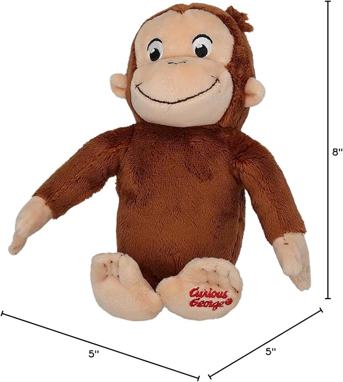 Kids Preferred Curious George Monkey Stuffed Animal Plush Toys Soft Cutest Cuddle Plushie Gifts for Baby and Toddler Boys and Girls - 8 Inches