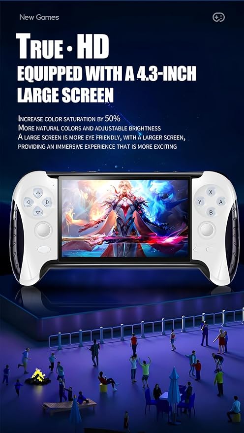 4.3" Portable Video Game Console Creative Controller Design Multiple Emulators MP4/MP3/E-Book TV Output Casual Puzzle Handheld Retro Video Games Birthday