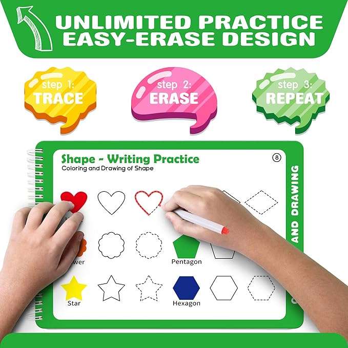 RichBoy Preschool Learning Activities Tracing Books for Kids, Montessori Handwriting Practice Letter Tracing Kindergarten Workbooks, Alphabet Learning Books - 3 4 5 6 Year Old Boy Gifts (52 Pages)