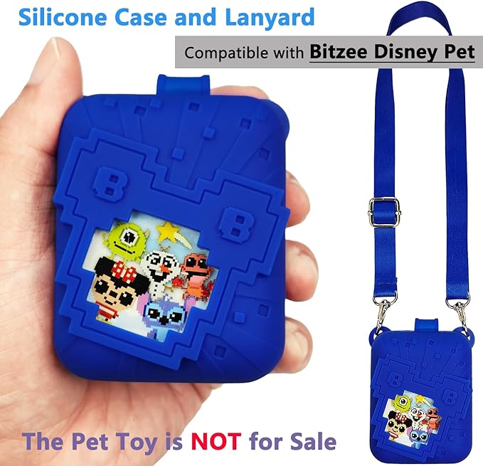 JCHPINE Hard Carrying Case and Silicone Cover for Bitzee Disney Interactive Digital Pet, Protective Case for Bitzee Disney Virtual Electronic Pets Accessories (Blue)
