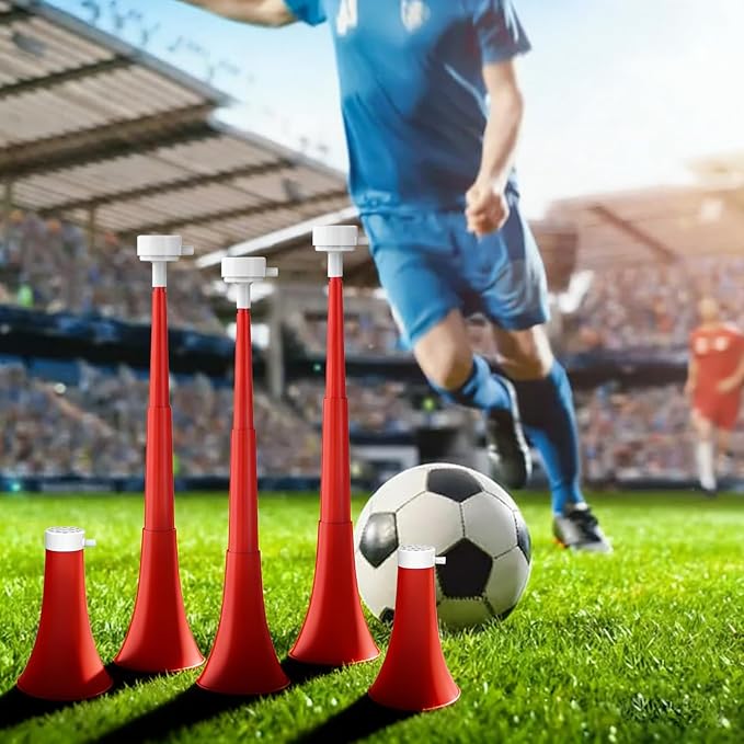 Collapsible Stadium Horn, Vuvuzela Plastic Blow Horns, Team Cheering Spirit Accessories Noisemakers, Foldable Trumpet Noise Makers for Sporting Events, Football Soccer Games, School Party Supply