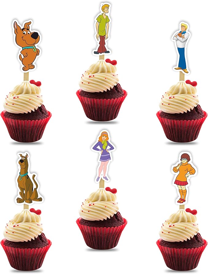 "Scoby Do Cupcake Topper – Cartoon Dog Theme Birthday Party Decoration Supplies – Fun and Colorful Cupcake Picks for Adults – Perfect for Birthday Parties, Events, and Dessert Table Décor"