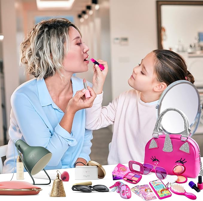 FFTROC Unicorns Pretend Play Toddler Girl Purse with Makeup Toys Set, Little Girls Purse Toys for 3 4 5 6 7 Year Old Girl Gifts, Kids Purse for Christmas, Birthday Gifts for Ages 3-5 4-5 6-8