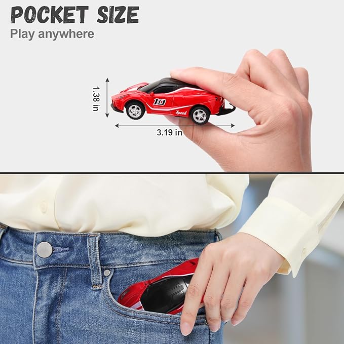 SASBSC 1/64 Mini Rc Car Toys for Boys Age 4-7 8-12, 2.4GHz Small App & Remote Control Cars with 3 Speed Modes for Kids Adults Rechargeable Desktop Toy Race Sports Car Gifts for Birthday (Red)