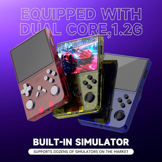 R40 Retro Handheld Game Console - Open Source System,3.5" IPS Screen, 18,000+ Classic Games, 128G TF Card, 3000mAh Battery, Portable Gaming Player for Travel, Retro Gaming Console, Red
