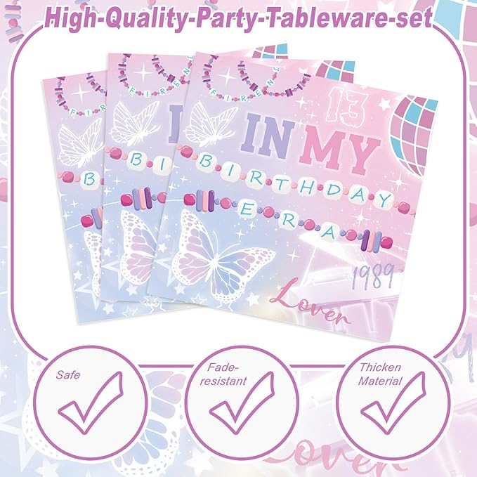 120PCS In My Birthday Era Party Supplies Friendship Party Tableware Music Themed Decorations includes In My Era Music Plates and Napkins for Girl Fans Birthday Party Decorations