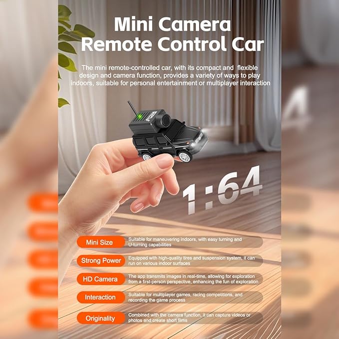 WL 1/64 FPV RC Car, Full Proportional Mini Remote Control Offroad Car with APP Auto-Pairing, WiFi Module Control, Camera - RC Gift for Vehicles Fan (RTR Version)