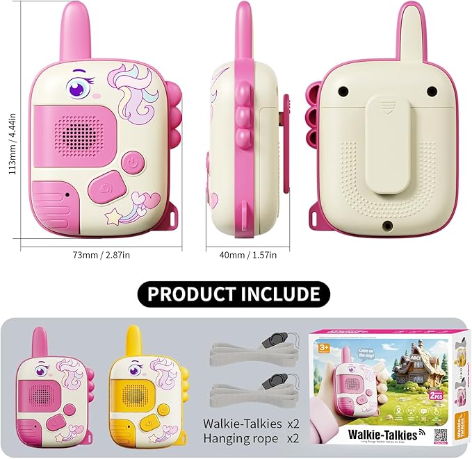 Walkie Talkies Toys for Girls:Unicorn Toys 2 Pack Birthday Gifts for 3 4 5-7 8 Year Old Girls Toy for 4 5 6 7 8-10 Year Old Camping Outdoor Games,Christmas Easter Gifts for Girls Kids