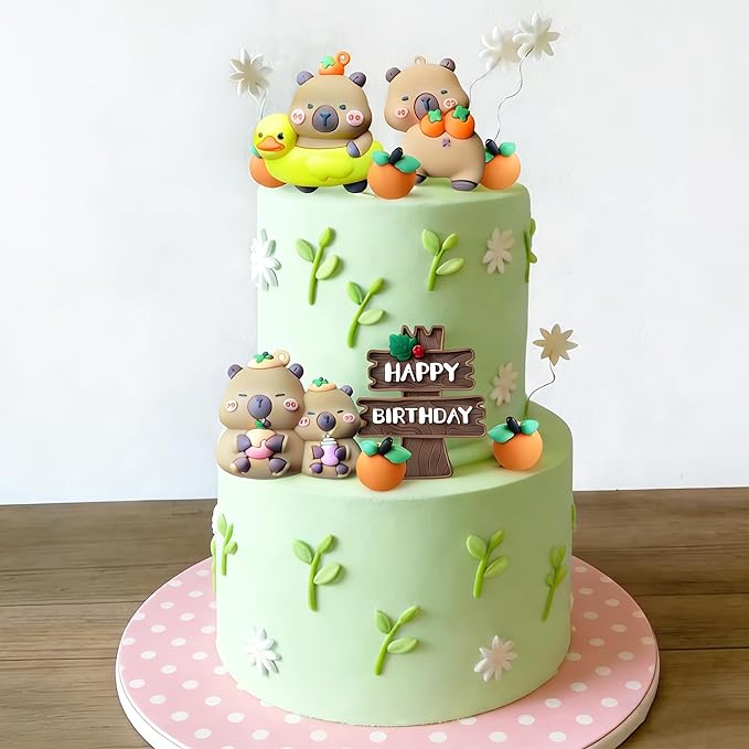 Capybara Cake Topper Capybara Birthday Party Decorations Cute Animal Cake Decoration Mini Blowfish Capy Birthday Party Supplies Favors Baby Shower Decor