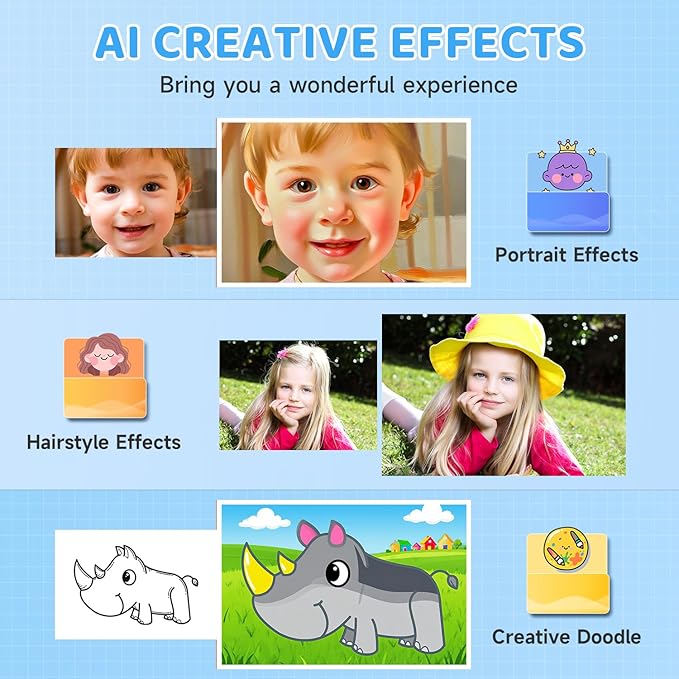Kids Smart AI Learning Camera, 4.0'' Educational AI Toy Camera with Photo Recognition Knowledge Encyclopedia for Toddler Boys and Girls 3+ Christmas Birthday School Gift (Blue)