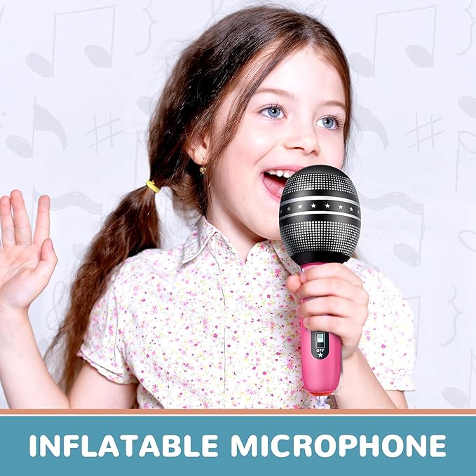 Zhanmai 12 Pieces Inflatable Microphones for Parties 9. 4 Inch Blow up Plastic Fake Microphone Props Toys for Musical Sing Concert Karaoke 80s 90s Party Cosplay Stage Decoration Supplies
