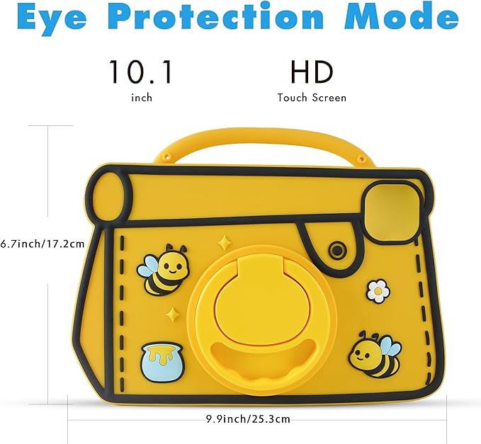 Kids Tablet, 10.1 inch Android 14.0 Tablet for Ages 3-12, Octa-core CPU, 10GB+64GB+1TB Expand, SIM, WiFi, 6000mAh Battery, HD IPS Eye-Care Display, Protective Case, Gift(Yellow)