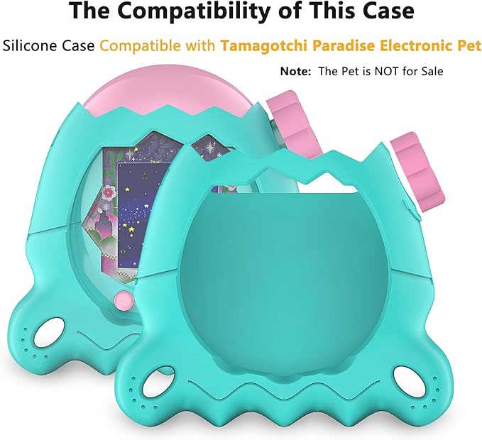 Silicone Case for Tamagotchi Paradise with Button Cap, Protective Cover with Screen Protector and Lanyard for Tamagotchi Paradise Pet Accessories (Jade Forest)