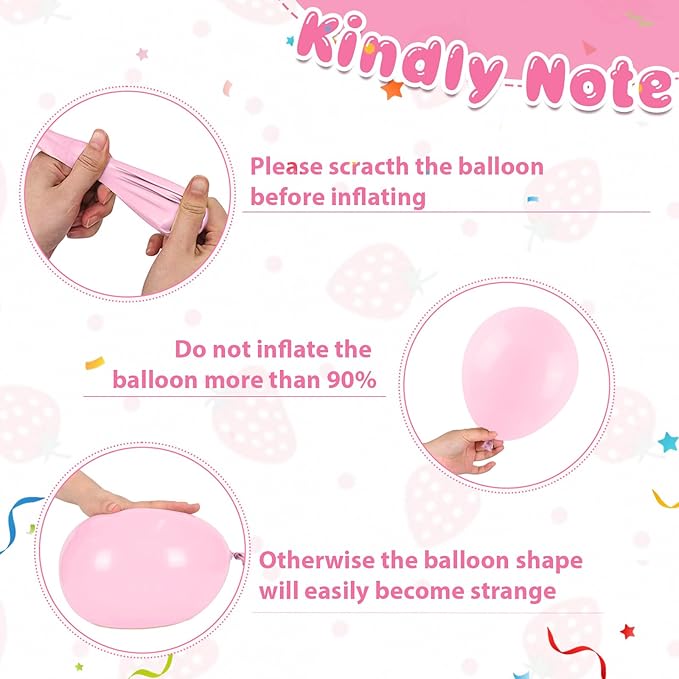 Strawberry Balloon, 12 Inch Strawberry's Party Decorations with Red Pink Ivory White Polka Dots Balloons Strawberry Foil Balloon for Sweet One Berry First Birthday Cake Party Supplies