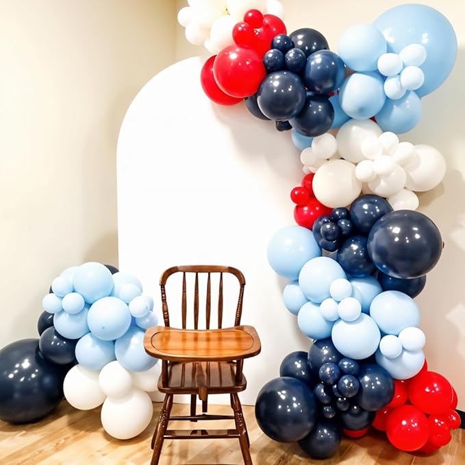 Baseball Balloons, 12 Inch Navy Blue Red White Light Dusty Blue Balloons with Baseball Gloves Ball Foil Balloon for Boys Baseball Themed Birthday Baby Shower Sport Theme Party Decorations