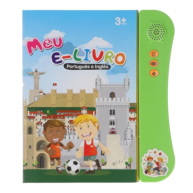 Interactive Sound Book for Portuguese English Bilingual Children, with Alphabet Numbers Animals Fruits Vegetables for Beginners (Green)